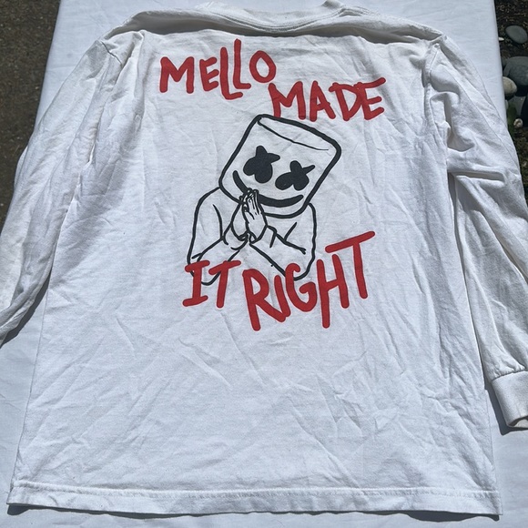 Marshmello -welcome to the mellogang- L/S graphic tee front & back print white M - Picture 4 of 7